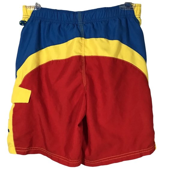 Disney Store Swim Trunks‎ Boys 7/8 Red Blue Yellow Marvel Spiderman Lined Shorts - Picture 2 of 8